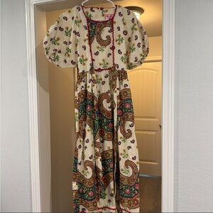 Vintage Paisley Print Maxi Dress